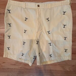 Orvis Yellow Flat Front Shorts with Black Martini Glasses